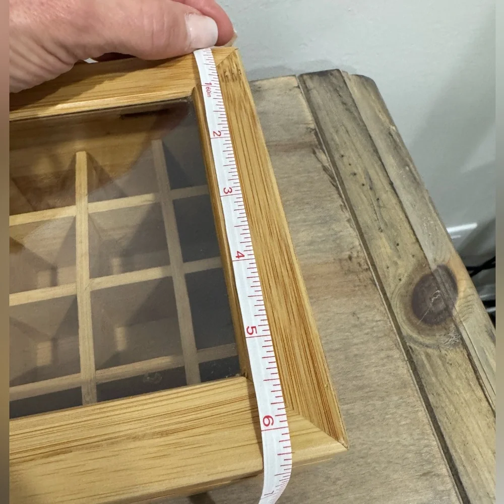 Bamboo Wooden Storage Box with 24 single inserts, Like New